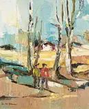 Eva Mossoni, Untitled - On the Way to School, oil on canvas