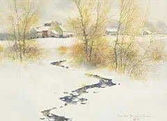 Untitled - After the Snow by Harold Demont Olsen, 1980, watercolour on paper, sold Dec 2016