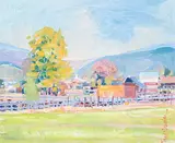Fred Schaefer, Untitled - View of the Stables, oil on canvas