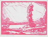 Great Slave Lake by Margaret Shelton, 1979, lino block on paper, sold Dec 2016