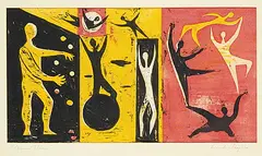 David Shapiro, Circus Theme, colour relief print on paper