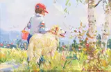 Jose Trinidad, Untitled - Boy's Best Friend, oil on canvas board