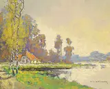 Wilhelm Hendrik Van Norden, Untitled - Cottage on the Lake, oil on canvas