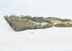 Sylvain Voyer, Alberta Landscape, 1971, gouache on wood board