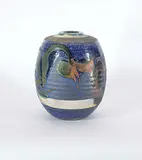 Walter Gibson Dexter, Untitled - Blue and Brown Vase with Neck, 1986, glazed ceramic
