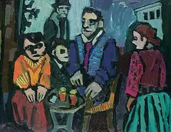 Maxwell Bennett Bates, Cafe, 1960, oil on wood board