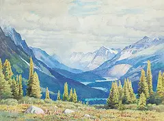 Frederick Henry Brigden, Untitled - High Alpine View, watercolour on paper