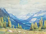 Frederick Henry Brigden, Untitled - High Alpine View, watercolour on paper