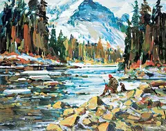 Serge Brunoni, Untitled - Contemplation in the Mountains, oil on canvas
