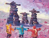 The Six of Us [Inukshuks] by Rod Charlesworth, oil on canvas, sold Nov 2016