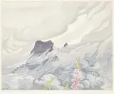 The Vapours Round the Mountain Curled #51/100 by Walter J. Phillips, 1938, colour wood block on paper, sold Nov 2016