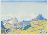 Mount Cathedral and Mount Stephen #9 by Walter J. Phillips, 1928, colour wood block on paper, sold Nov 2016