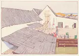 Warren's Landing, Lake Winnipeg by Walter J. Phillips, 1931, colour wood block on paper, sold Nov 2016