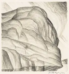 Carl Schaefer, Pickerel River, 1932, graphite on paper