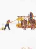 Bringing Hay Home by Allen Sapp, acrylic on canvas, sold Nov 2016