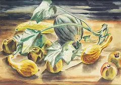 Carl Schaefer, Untitled - Still Life with Gourds, 1940, watercolour on paper