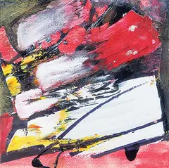 Marcelle Ferron, Untitled - Red, Black and Yellow Abstract, 1979, oil and ink on paper