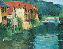 Maurice Martin, Untitled - Along the River, oil on canvas