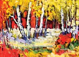 Lois Bauman, September Tapestry, oil on wood board