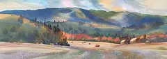 Jim C. Brager, Hay Meadow, Panorama, watercolour on paper
