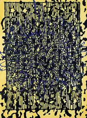 Untitled - Black and Blue by Geoffrey Hunter, 1991, acrylic and varnish on paper, sold Nov 2016
