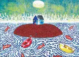 Cabin on Island off Kugluktuk [Arctic] Coppermine River Area by Ferdinando Nichola Spina, 2011, acrylic on canvas board, sold Nov 2016