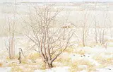 Tinyan Chan, Untitled - Sparrows by the Water Pump, acrylic on wood board