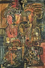 Georges Adringra, Le Couple, 1966, mixed media on canvas