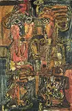 Georges Adringra, Le Couple, 1966, mixed media on canvas