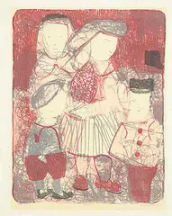 Maxwell Bennett Bates, Children #3/15, 1957, colour lithograph on paper