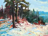 Pines of Summer by Rod Charlesworth, 1986, oil on wood board, sold May 2016