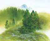 Kazuo Hamasaki, Untitled - Mountain Amidst the Trees, watercolour on paper