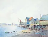 John Humphries, Town Port Scene, Quebec, 1940, watercolour on paper
