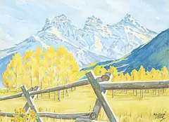 Maurice Jones, Canmore Sisters, watercolour on paper