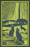 Untitled - Howling at the Moon by Illingworth Kerr, lino block on paper, sold May 2016