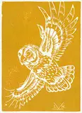 Untitled - Owl by Illingworth Kerr, lino block on paper, sold May 2016