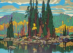 Arthur Lismer, Tale of Spruce, colour silkscreen on paper board