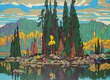 Arthur Lismer, Tale of Spruce, colour silkscreen on paper board