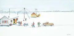 Robert Muskego, Bringing Geese Home, 1982, ink and watercolour on paper