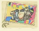 Noboru Sawai, Embrace #15/75, etching and colour wood block on paper