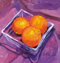 California Clementines by Alice Saltiel-Marshall, 2010, oil on board, sold May 2016
