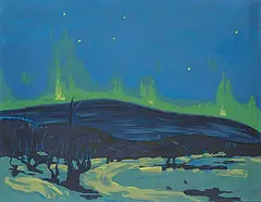 Tom Thomson, Northern Lights, colour silkscreen on paper board