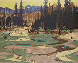 Tom Thomson, Portage, Ragged Lake, colour silkscreen on paper board