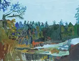 Maxwell Bennett Bates, Landscape near Victoria, 1965, oil on canvas