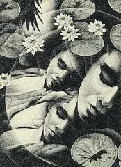 Bertram Brooker, Untitled - Faces in the Lily Pads, 1929, ink on paper