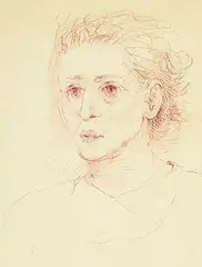Miller Brittain, Female Head, 1947, conte on paper