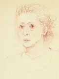 Miller Brittain, Female Head, 1947, conte on paper
