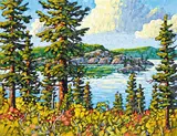 Fireweed, Prelude Lake by Rod Charlesworth, oil on canvas, sold Apr 2016
