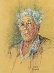 Nicholas Raphael de Grandmaison, Chief Bear Paw, pastel on paper
