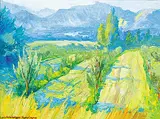 Orestes de Grandmaison, Young Orchard in Late Summer, oil on canvas